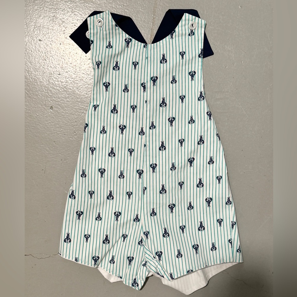 James & Lottie - Toddler Boy - Navy & Green Lobster Jon Jon - Size: 2T